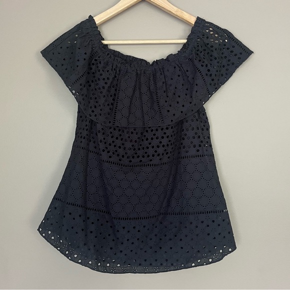 Hale Bob Tops - {Hale Bob} Eyelet Off The Shoulder Top in Black - Womens XS - NWT